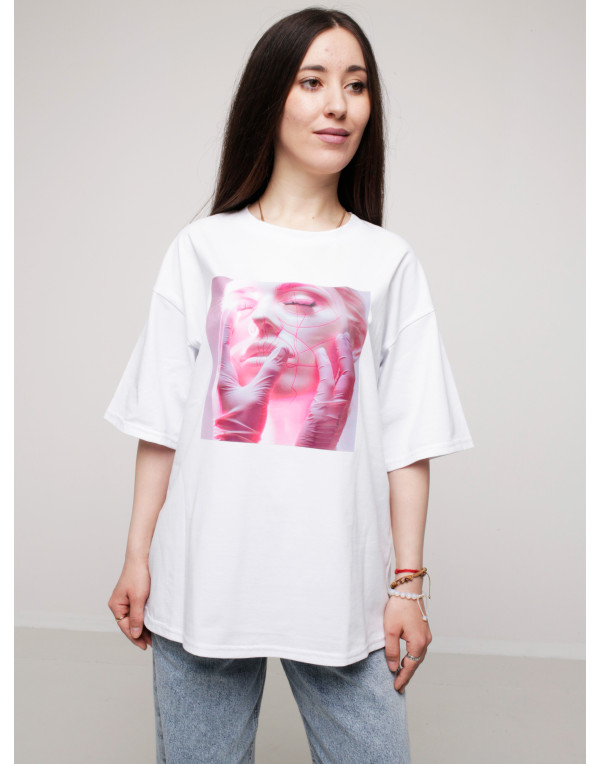 Футболка WIDE біла Face pink