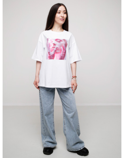 Футболка WIDE біла Face pink