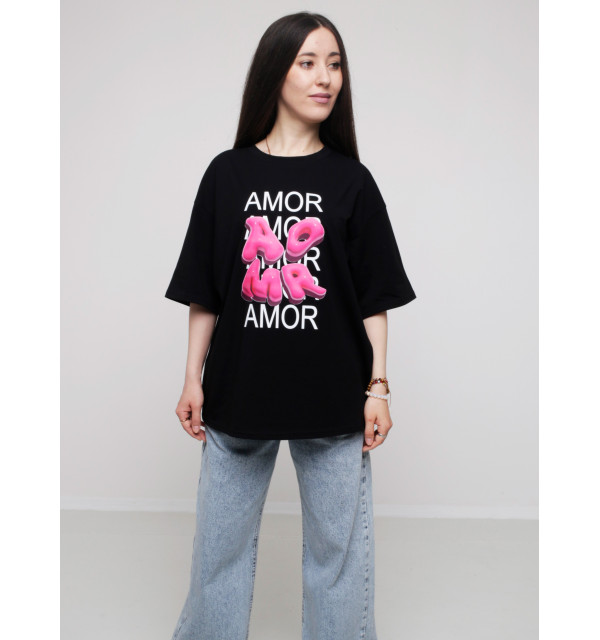 Футболка WIDE чорна AMOUR