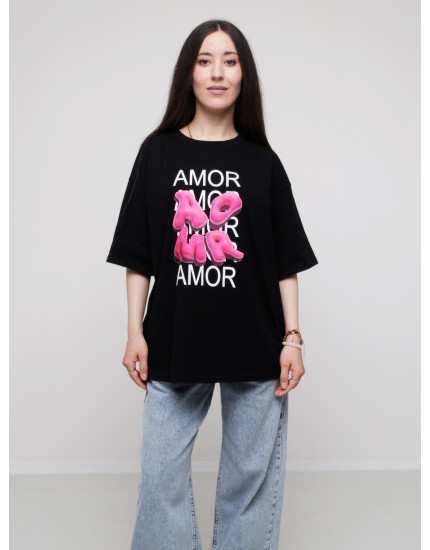 Футболка WIDE чорна AMOUR