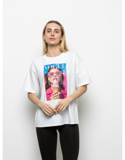 Футболка Оверсайз біла VOGUE I...