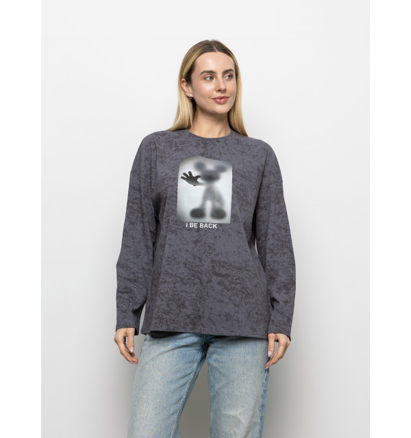 Футболка Long Sleeve Suprem графіт I be back