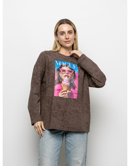 Футболка Long Sleeve Suprem шоколад...