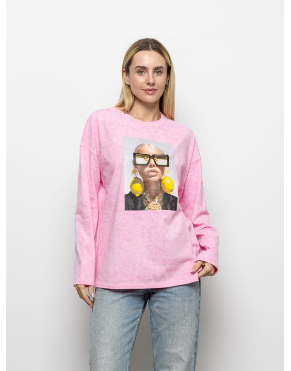 Футболка Long Sleeve Suprem маршмелоу сережки-лимони