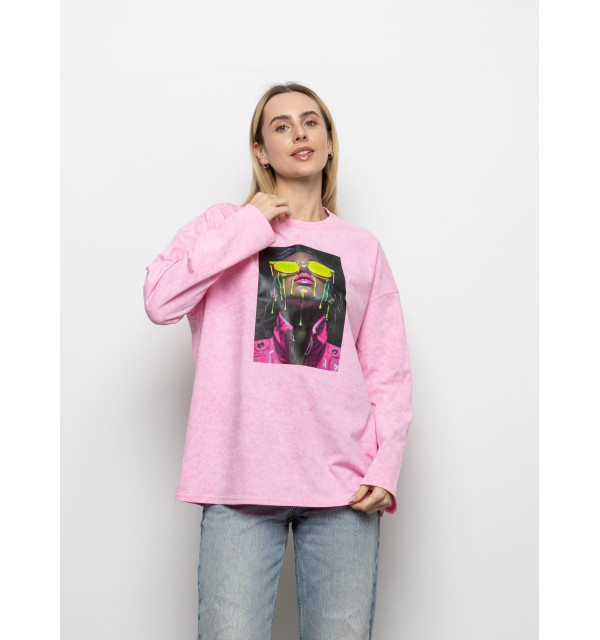 Футболка Long Sleeve Suprem маршмелоу дівчина в окулярах