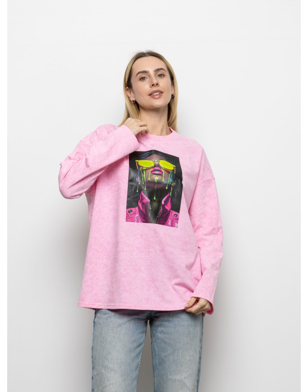 Футболка Long Sleeve Suprem маршмелоу дівчина в окулярах