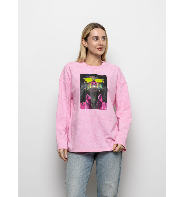 Футболка Long Sleeve Suprem маршмелоу дівчина в окулярах
