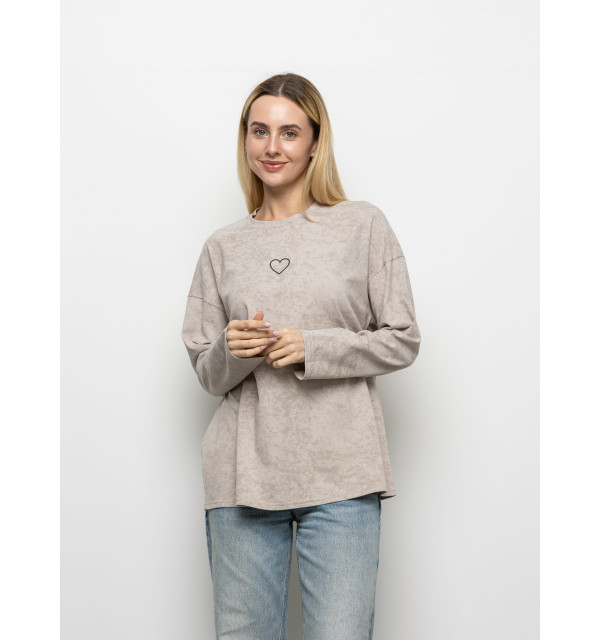 Футболка Long Sleeve Suprem мокко сердечко