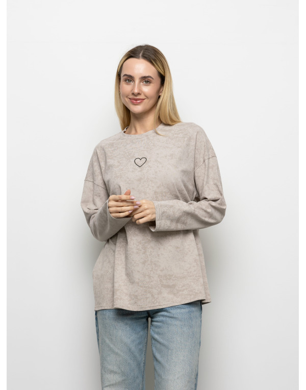 Футболка Long Sleeve Suprem мокко сердечко